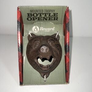 Mounted Trophy Bottle Opener Rustic Cast Iron Mens Gift Man Cave Reward Lodge
